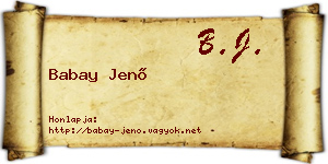 Babay Jenő névjegykártya